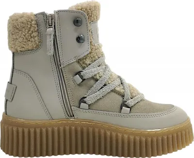 Imagen del producto de Bota plana de encaje Marc O'Polo, línea Warmline, para mujer, color gris, tipo botín, ideal para uso diario