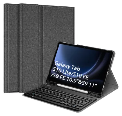 Produktbild von FINTIE Tastatur Hülle für Samsung Galaxy Tab S10 Lite/S10 FE/S9 FE 10.9" & S9 11" Tablet, Keyboard Cover mit Magnetisch Abnehmbarer Deutscher Bluetooth Tastatur, Dunkelgrau