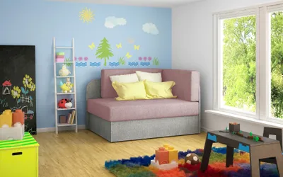 Zdjęcie produktu dla Sofa rozkładana z funkcją spania ROSA szara/różowa