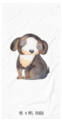 Produktbild von Mr. & Mrs. Panda Handtuch Hund Entspannen - Weiß - Geschenk, Badehandtuch, Niedlich, Liebe, Strandtuch, Süß, Großes, Sprüche, Schwarzer, Reisehandtuch, Duschtuch