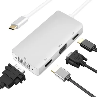 Image de helos HUB, USB 3.1 Type-C™ (entrée) / DP / HDMI / DVI / VGA (sortie), PREMIUM 4K, argent