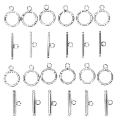 Image de Collier et bracelet à faire soi-même : fermoirs ronds à bascule et fermoirs en T pour la fabrication de bijoux, couleur acier