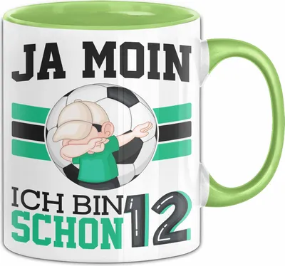 Produktbild von 12. Geburtstag Geschenk Tasse Becher Junge Geburtstagsgeschenk Ja Moin Ich Bin Schon 12 (Grün)