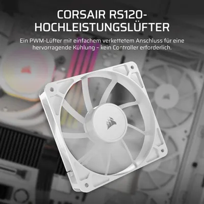 Produktbild von Corsair RS120, Ventilator, 12 cm, 420 RPM, 2100 RPM, Weiß