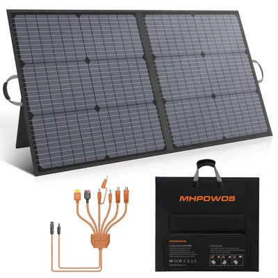 Immagine prodotto di Pannello solare da 110W - Caricabatterie solare pieghevole da 20V - Portatile - Monocristallino - Impermeabile - Ideale per centraline di alimentazione, campeggio, camper