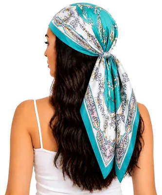 Immagine prodotto di Foulard quadrato in raso, sciarpa per capelli, 90x90 cm