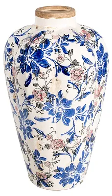 Immagine prodotto di Vaso Clayre & Eef Ø 21x35 cm Fiori in Vetroceramica beige blu