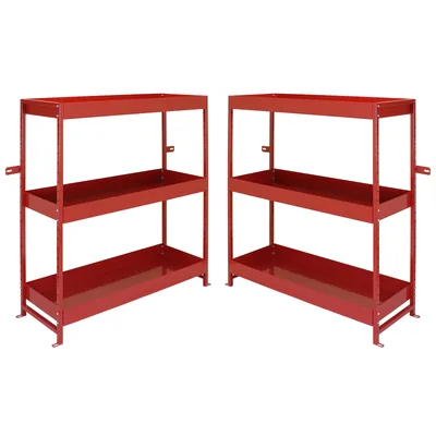 Productafbeelding van 2 x Werkswagen, werkplaatswagen, voertuiginrichting, autorek, gereedschapskast, rood