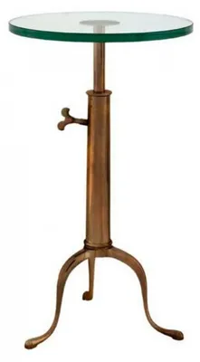 Zdjęcie produktu dla Stolik pomocniczy Casa Padrino, design industrialny, regulowana wysokość, kolor mosiężny, wysokość 63-76 cm, średnica 40 cm