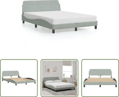 Produktbild von The Living Store Bettgestell mit Kopfteil Hellgrau 120x200 cm Samt