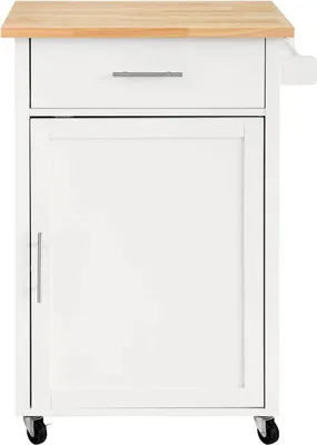 Obrázok produktu pre FKW102 Kuchynský vozík, s pracovnou doskou, dvierkami a zásuvkou, servírovací vozík do kancelárie, biely