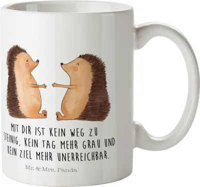 Produktbild von Mr. & Mrs. Panda Pott Igel Liebe - Weiß - Geschenk, Plastikbecher, Verlobung, Haferl, Hochzeitstag, Trinklernbecher, Kinderbecher, Kindertasse, Freundin, Hochzeit