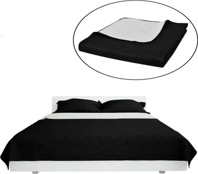 Imagen del producto de vidaXL: Cubrecama acolchado de doble cara,  y blanco, 220x240 cm