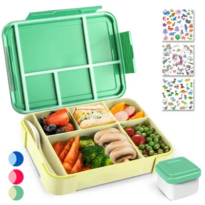 Bento Lunchbox 1330 ml, 6 Fächer, auslaufsicher, BPA-frei, Grün