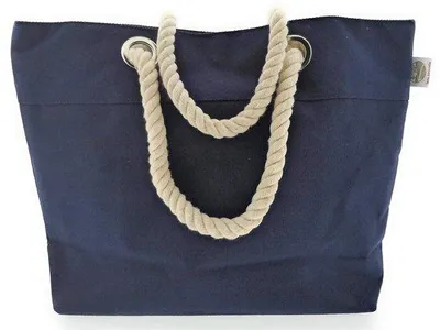 Image de Grand sac de plage bleu - format XL - bandoulière de qualité supérieure avec poignée en corde et poche intérieure - 54 x 37 x 17 cm - sac de plage et de courses