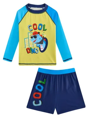 Produktbild von Kinderbadebekleidung – Zweiteiliges Set – Langer Ärmel – Mit Badehose – Für Jungen – Größen 4 bis 12 Jahre