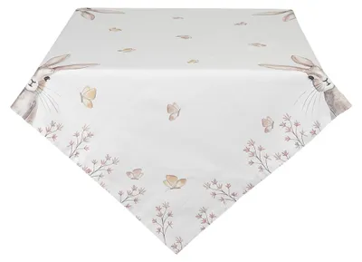 Obrázek produktu pro Ubrus Clayre & Eef 130x180 cm Bílá hnědá bavlna Králík