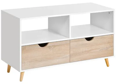 Immagine prodotto di Mobile TV - Mobile TV con ante - Mobile basso - Mobile per il soggiorno - Mobile per l'intrattenimento - Design scandinavo - 2 cassetti