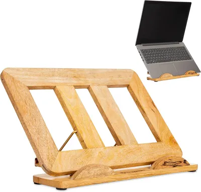 Obrázek produktu pro Stojan na notebook, 17,3 palců, dřevěný, nastavitelný, pro použití na stole