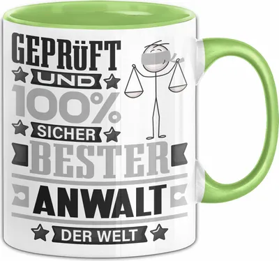 Produktbild von Anwalt Geschenk Lustiger Spruch für Anwalt Geschenkidee Bester Anwalt Der Welt (Grün)
