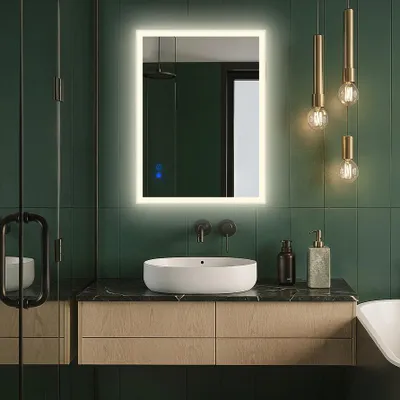 Immagine prodotto di ARTFORMA Specchio da bagno a LED rettangolare 80x60 cm senza cornice, con comando touch e funzione antiappannamento