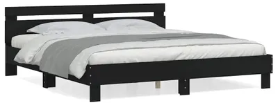 Produktbild von vidaXL Bettgestell mit Kopfteil Schwarz 180x200 cm Holzwerkstoff
