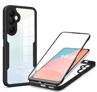 Produktbild von 360 Grad Rundum Schutz Handyhülle für Samsung Galaxy A05s Full Cover Vollschutz Case Farbe: Schwarz