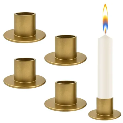4er-Set Kerzenhalter Gold, Retro-Stabkerzenhalter für Adventskranz