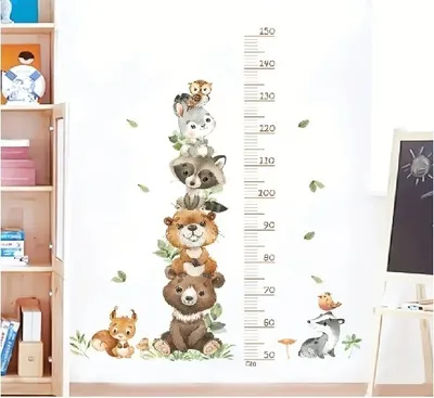 Produktbild von GKA Wandtattoo Messlatte GK36 Kinder Größe messen Kinderzimmer Waldtiere Wandaufkleber Wandsticker Aufkleber für Tür Wand Schrank