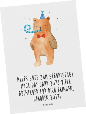 Produktbild von Mr. & Mrs. Panda Postkarte 2012 Geburtstag - Weiß - Geschenk, einzelkarte, feiern, Ansichtskarte, Erinnerung, Grußkarte, Alter, bildkarte, Happy Birthday, Glückwunsch