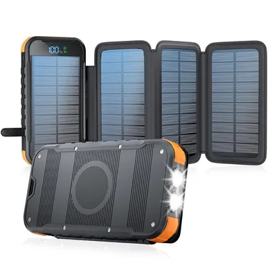 Produktbild von Solar Powerbank 20000mAh, Faltbar mit 8W Solarpanel, 20W/18W Schnellladung, LED Licht & Digitalanzeige, Outdoor Ladegerät für Camping & Reisen