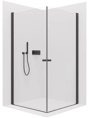 Immagine prodotto di CERANO - Box doccia Antelo Duo L/P - 6 mm - nero opaco, vetro trasparente - 110x110x190 cm - girevole