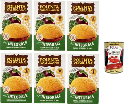 Produktbild von Polenta Valsugana L'integrale Vollkorn-Maismehl 6x 330Gr + Italian Gourmet polpa 400g