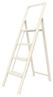 Zdjęcie produktu dla Drabest | Drabina domowa - 4 stopnie - Składana - Maksymalne obciążenie: 150 kg - Wysokość robocza: 2,88 m - Kolor: kremowy