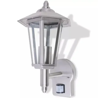 Image de vidaXL Lampe murale d'extérieur Lanterne verticale en acier inoxydable avec capteur de mouvement