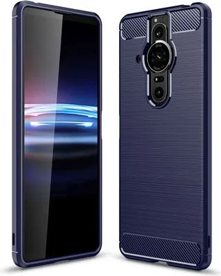 Imagen del producto de Funda protectora, carcasa, funda para teléfono móvil, tipo: funda trasera de fibra de carbono, color: azul, modelo: Sony Xperia Pro-I