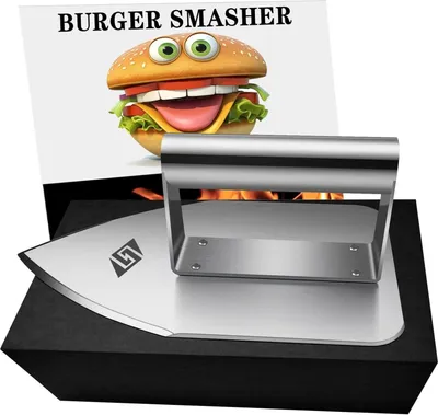 Produktbild von Edelstahl Smash Burgerpresse für Männer - Grillen im Freien, Geschenk für Papa