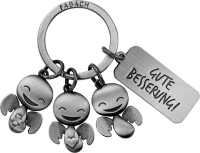 Produktbild von FABACH Schutzengel Schlüsselanhänger Happy-Trio mit Gravur Gute Besserung - Get Well Soon Schlüsselanhänger Viel Glück für Operation - Krankheit Geschenk OP Glücksbringer Krankenhaus