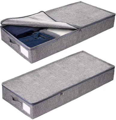 Zdjęcie produktu dla Pojemnik do przechowywania pod łóżkiem z pokrywą i uchwytami bocznymi – 85 x 40 x 12 cm