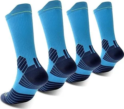 Immagine prodotto di CAMBIVO Calze Ciclismo Compressivo 2Paia, Calze Trekking Uomo Donna, Calzini Spugna Sportive, Calzini Tennis Elastiche a Compressione, Anti-Vesciche con Supporto Imbottito per Padel, Running, Lavoro