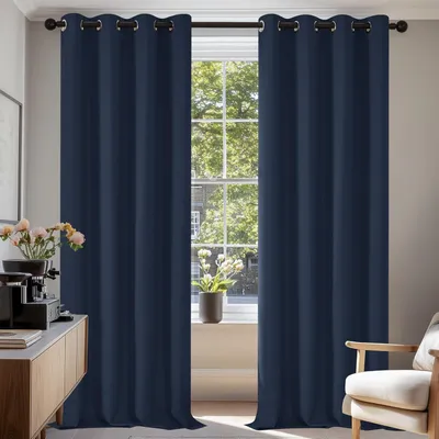 Zdjęcie produktu dla Zasłona zaciemniająca, termoizolacyjna, 138x132 cm, ciemnoniebieska, zestaw 2 sztuk