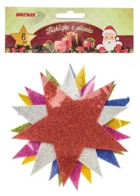 Produktbild von 6 Schaumstoffsterne mit Glitzer