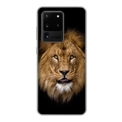 Produktbild von MuchoWow® Handyhülle Schutzhülle Hülle für Samsung Galaxy S20 Ultra Löwe - Porträt - Schwarz - Tiere Silikon Softcase Handy Hülle - Karteninhaber