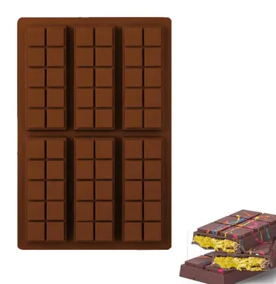 Immagine prodotto di Stampo in silicone per 6 cioccolatini, profondo, color marrone, set da 2