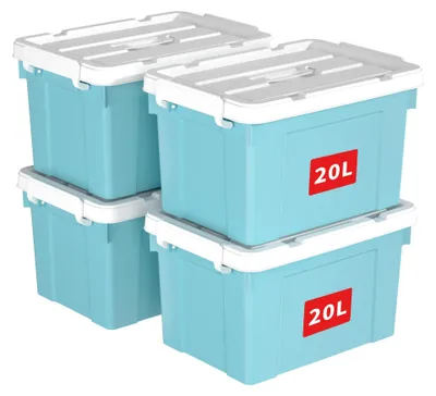 Obrázok produktu pre Sada 4 skladovacích boxov s vekom, objem 20 litrov, vhodné na stohovanie