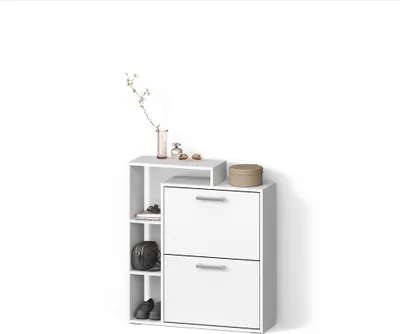 Image de Meuble à chaussures Livinity Ortello Blanc 24.5x90cm, Model 55823