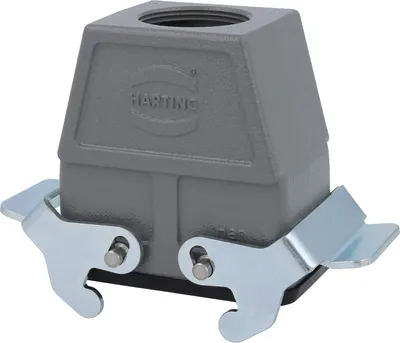 Image de HARTING Han 10B Boîtier de raccordement haut, sortie de câble droite 1xM32, avec 2 étriers transversaux Raccord vissé M32 Plage de serrage