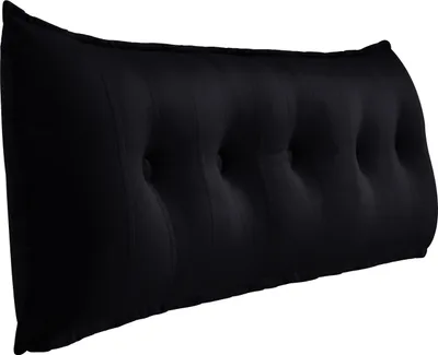 Immagine prodotto di Cuscino per schiena per letto e divano con rivestimento sfoderabile e lavabile - 160 cm | Cuscino grande da lettura - Cuscino a cuneo, velluto olandese nero - PillowPalette