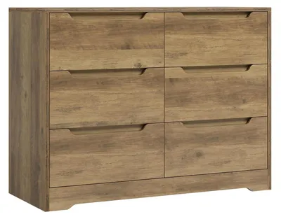 Obrázek produktu pro Komoda se 6 zásuvkami, příborník se zásuvkami, dřevěný, rozměry 108 x 82,5 x 39 cm, barva hnědá