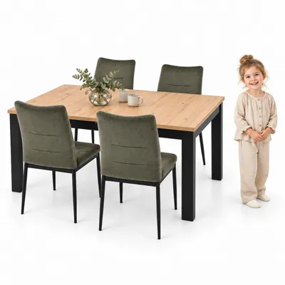 Produktbild von INSPIRO Essgruppe C-14: Tisch 160–200 cm + 4 IK-10 Stühle Grau Samt Nr. 15